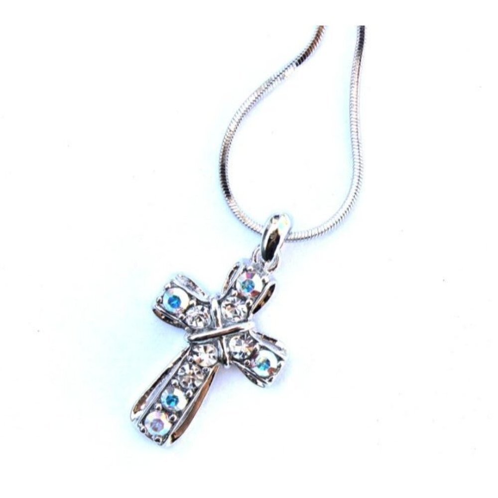 Small Crystal Cross Necklace